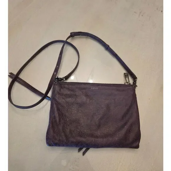 Botkier Purple Leather Crossbody Bag Zippers Studs Boho - Picture 3 of 7
